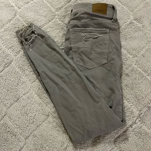Grey American Eagle Super Stretch X Distressed Jeans